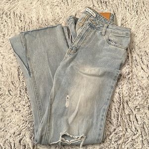 Light wash slit boot cut/flare